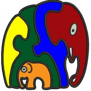 Autism Awareness Elephant Filled Machine Embroidery Design Digitized Pattern
